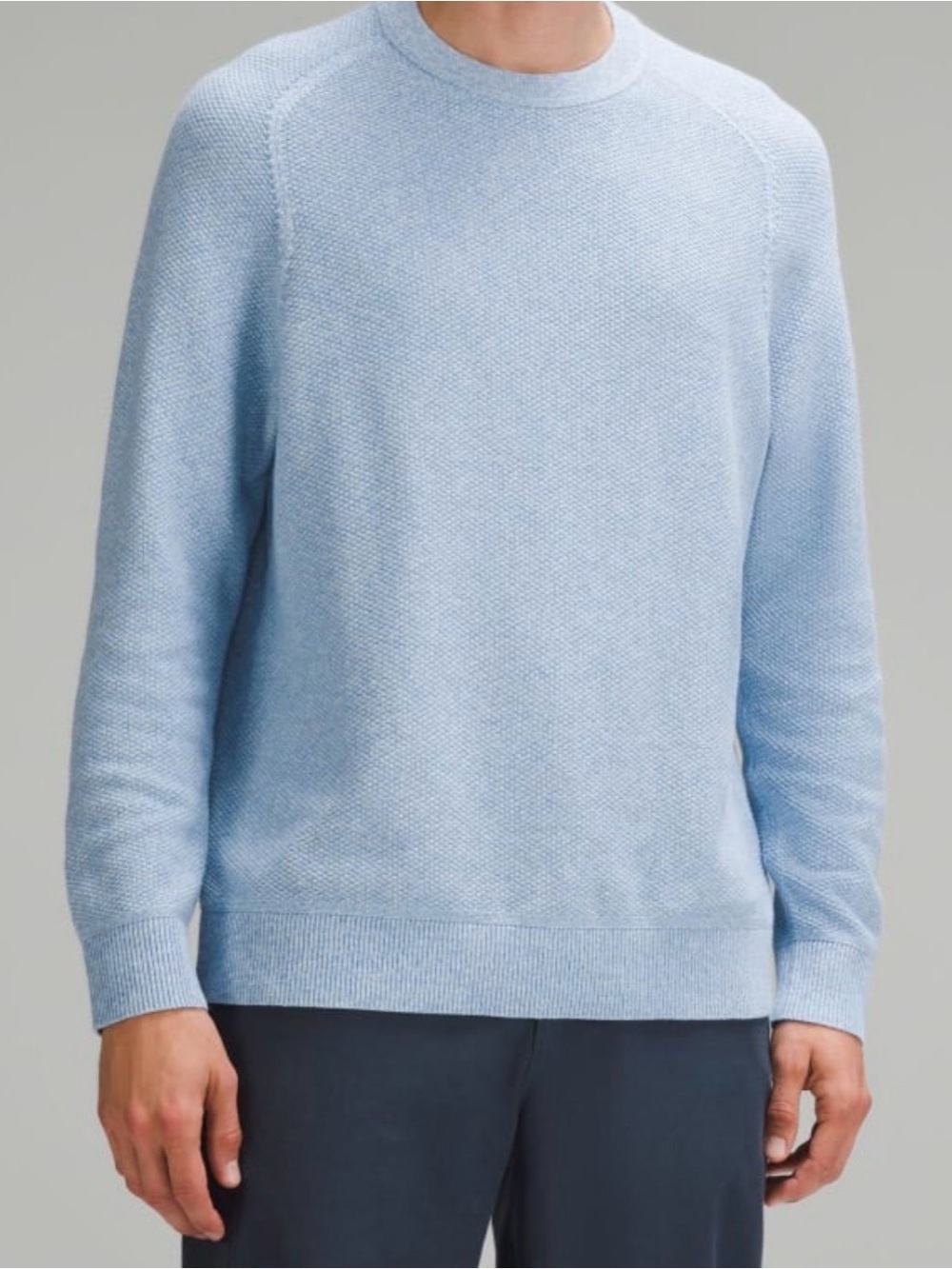 Lululemon Textured Knit Crewneck Sweater Light Blue Mens Small